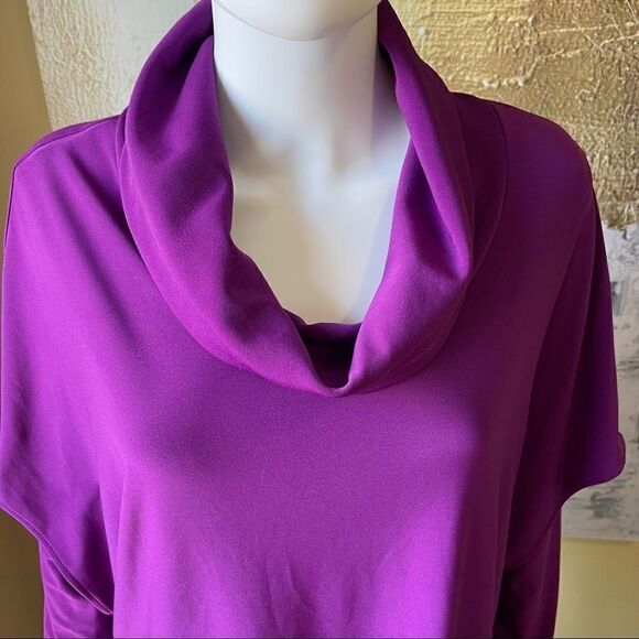 Joseph Ribkoff Layered Cowl Neck Purple Long Sleeve Blouse - Picture 7 of 8